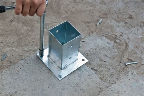 metal brackets for lay concrete patio|anchor plate for concrete fence.